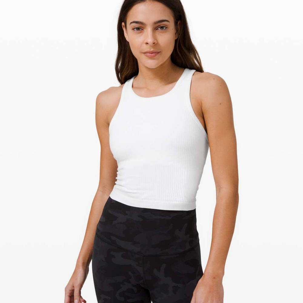 Lululemon Ebb To Street Racerback Crop Tank White Like New